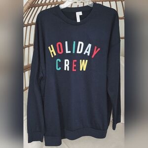 Joyspun Men's Navy Pullover Lightweight Crewneck Holiday Sweatshirt Sz XL 46-48